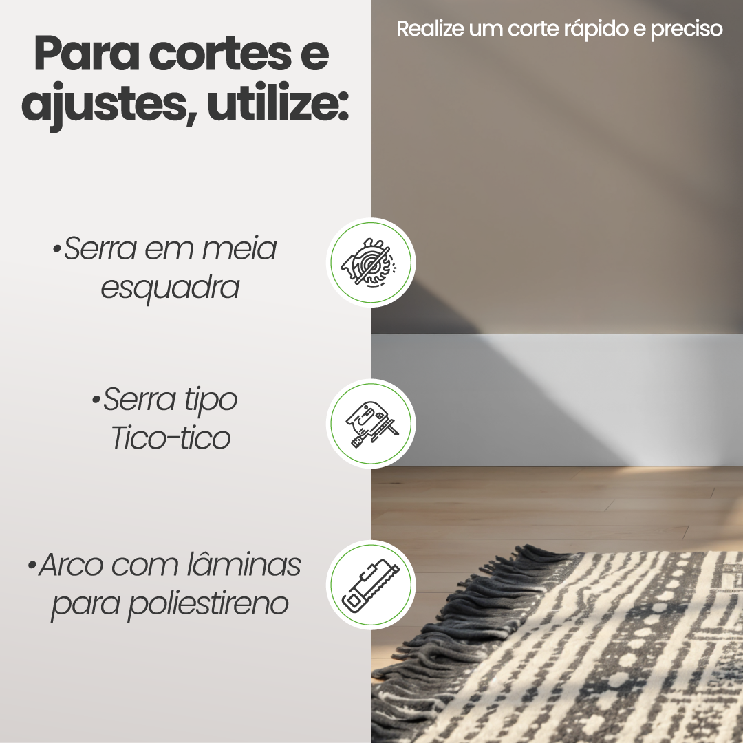 Rodapé de Poliestireno Liso | Barra de 1.8 metros