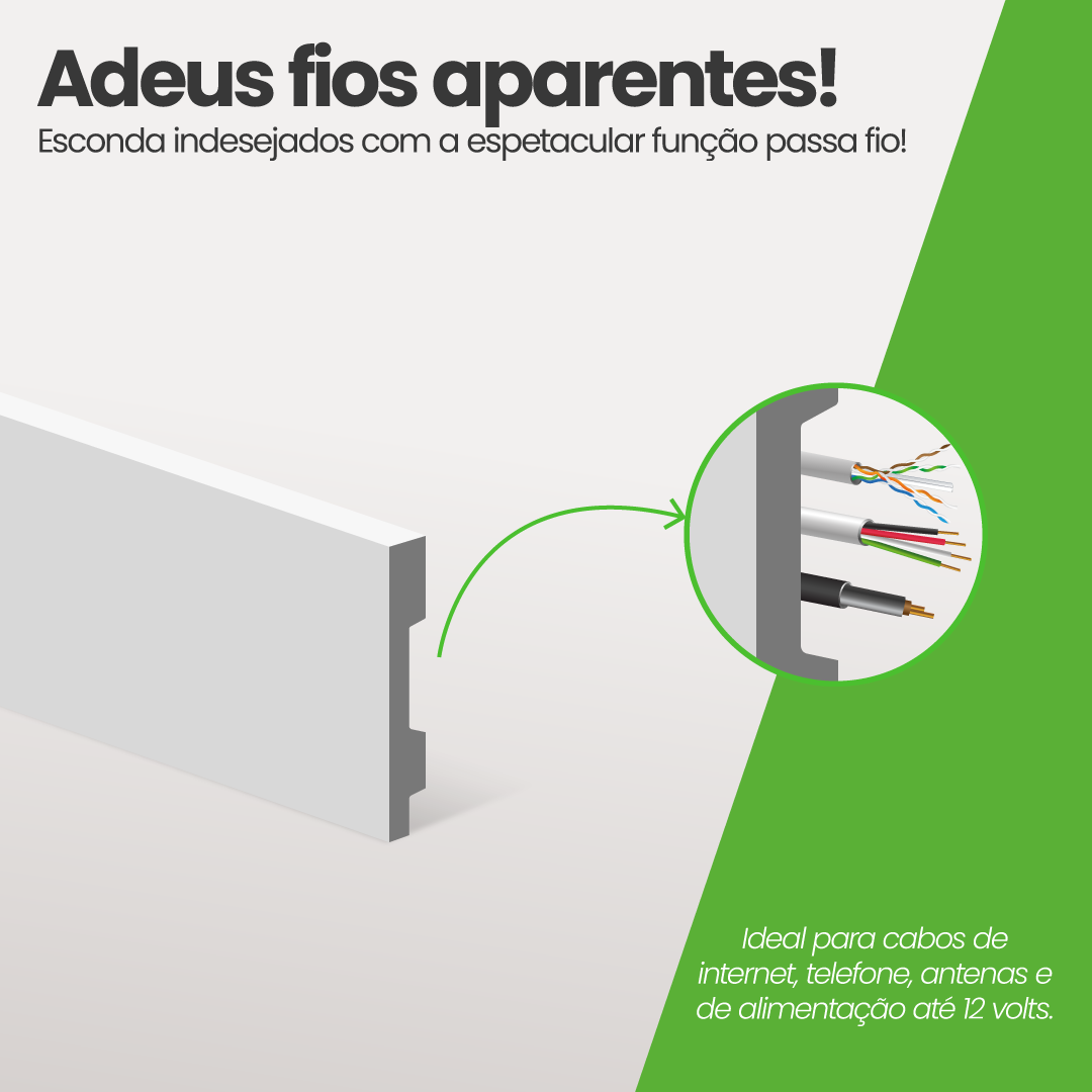Rodapé de Poliestireno Liso | Barra de 1.8 metros