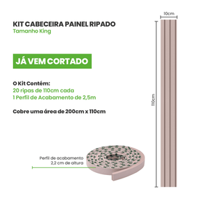 Kit Cabeceira Painel Ripado | Cor Rosa