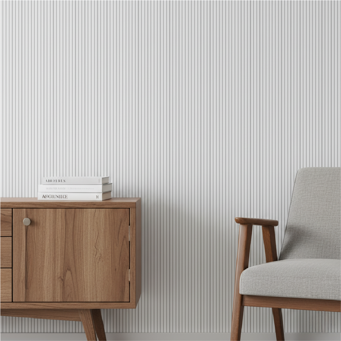 Painel Ripado Autocolante de EVA Branco | Linha SLIM