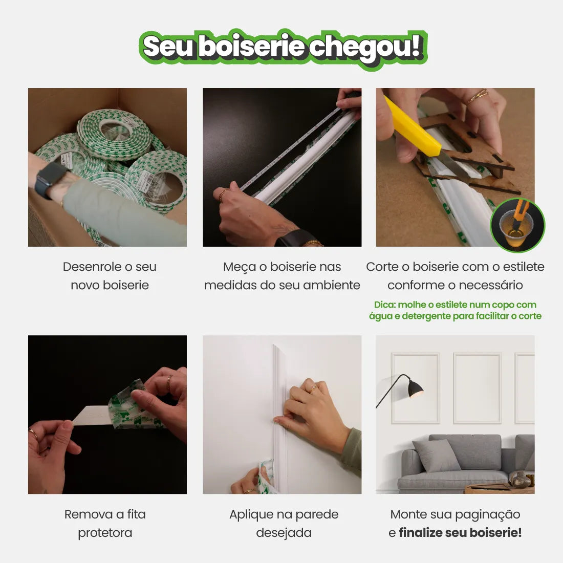 Rodameio Moldura Boiserie de EVA Autocolante | RM61