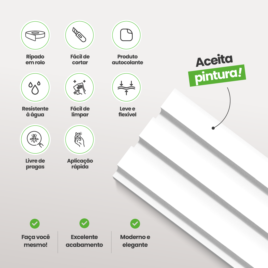 Painel Ripado de EVA Autocolante | PR106