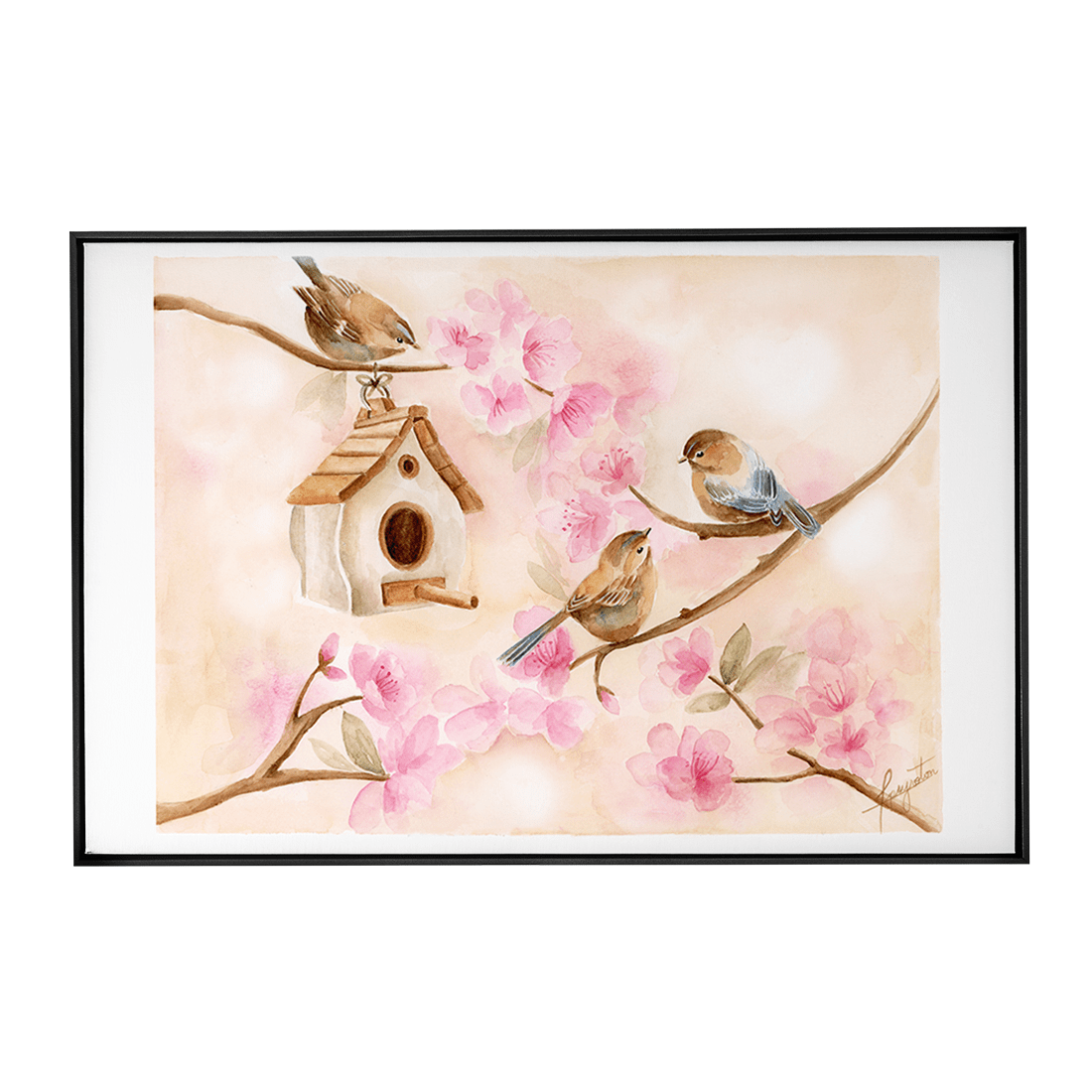 Quadro Decorativo Pássaros e Cerejeiras 1 | Nanda Peyroton
