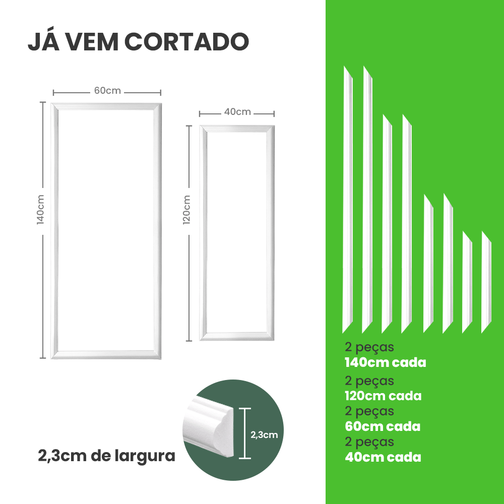 Kit Boiseries de EVA Autocolante | RM61 - Meu Rodapé