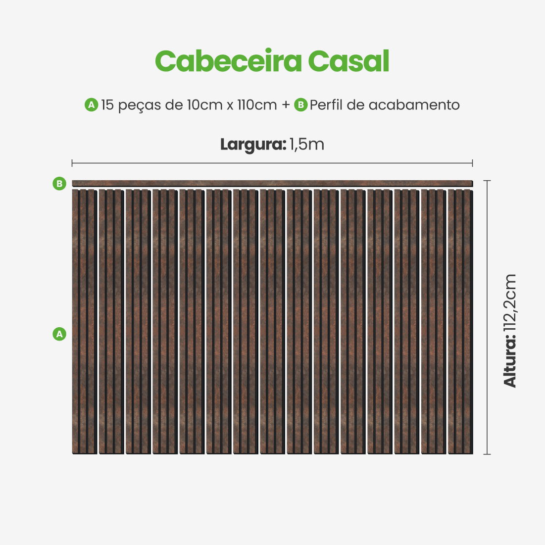 Kit Cabeceira Painel Ripado Autocolante | Linha Urban