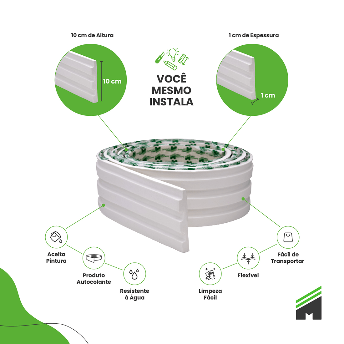 Painel Ripado de EVA Autocolante | PR106 - Meu Rodapé