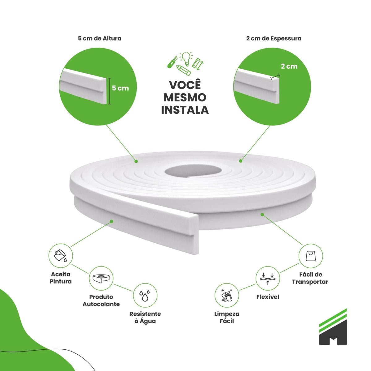 Painel Ripado de EVA Autocolante | RT601 - Meu Rodapé