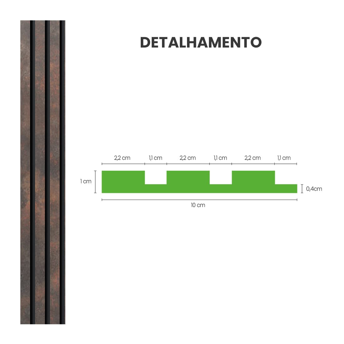 Painel Ripado Laminado de EVA Autocolante | Linha Urban - Meu Rodapé
