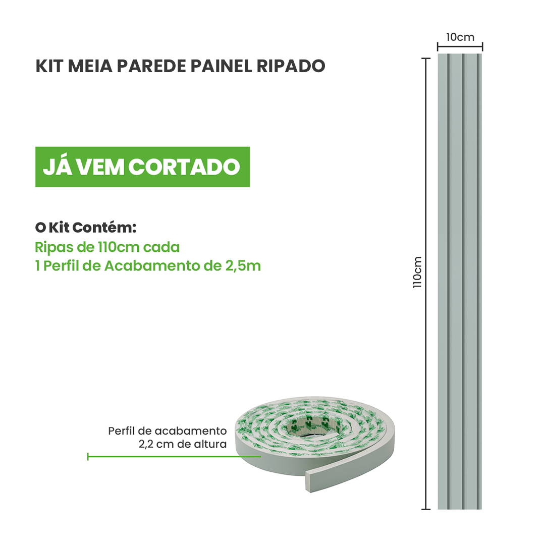 Painel Ripado Laminado Meia Parede | Linha Play - Meu Rodapé