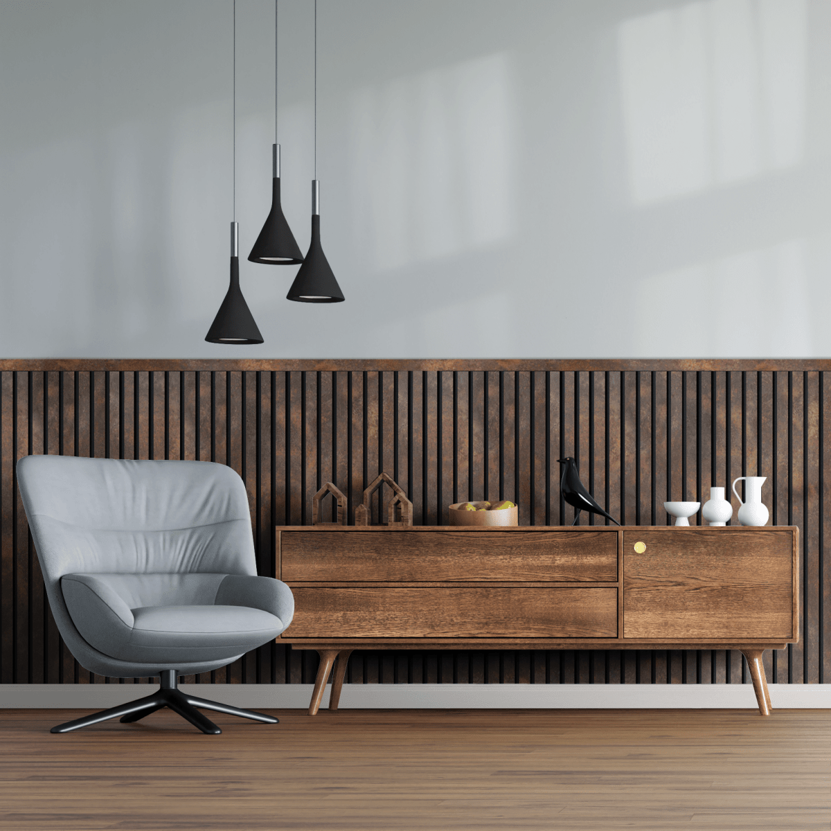 Painel Ripado Laminado Meia Parede | Linha Urban - Meu Rodapé