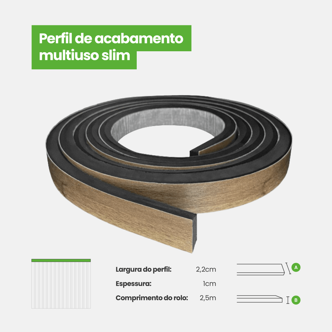 Perfil de Acabamento Autocolante | Linha Madeto