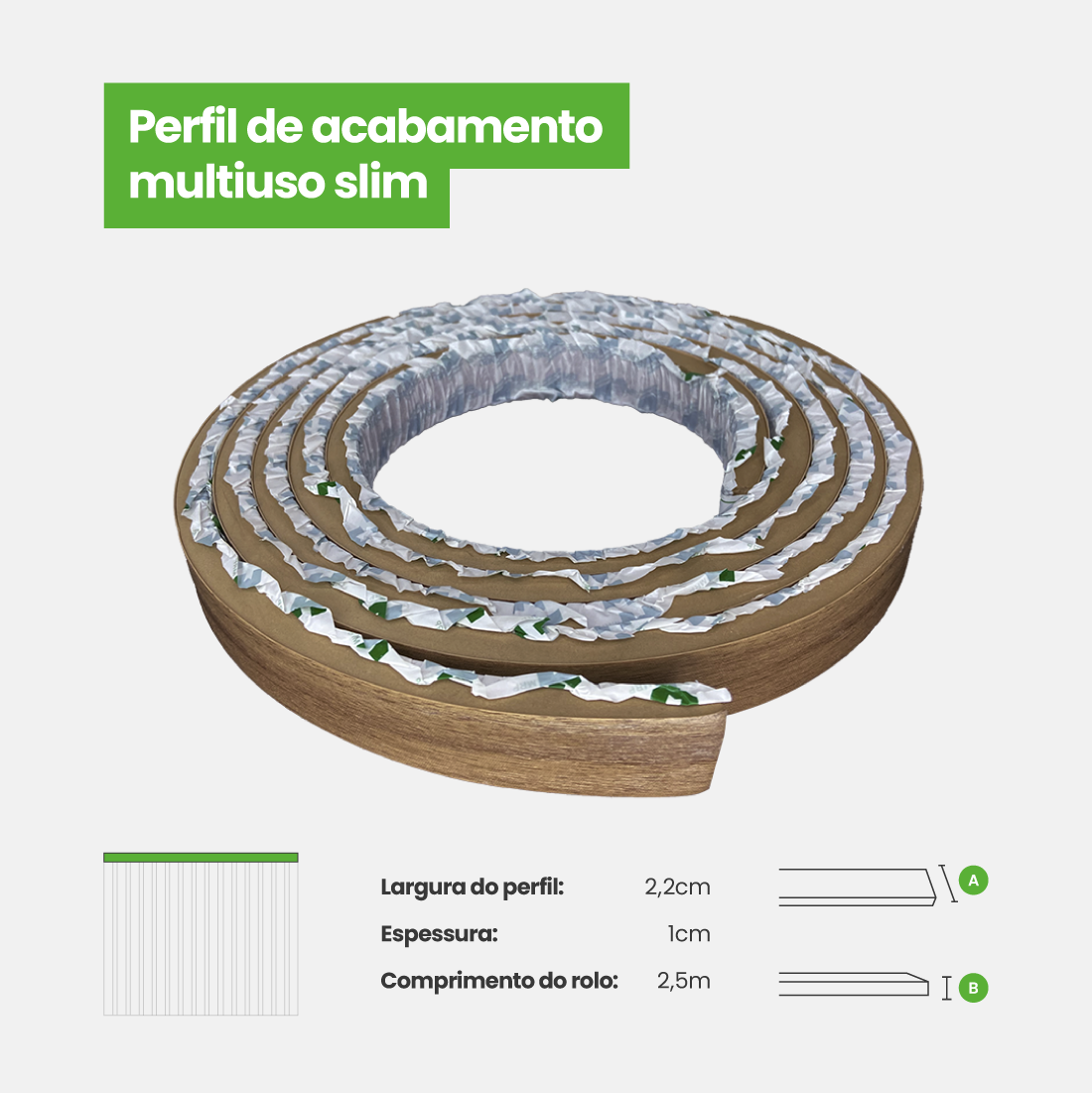Perfil de Acabamento Autocolante | Linha Madeto