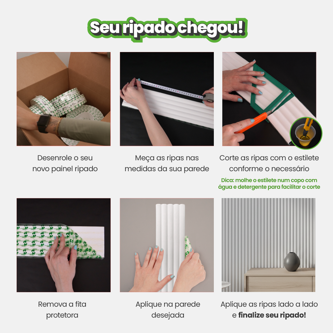 Painel Ripado Autocolante de EVA Branco | Linha POP