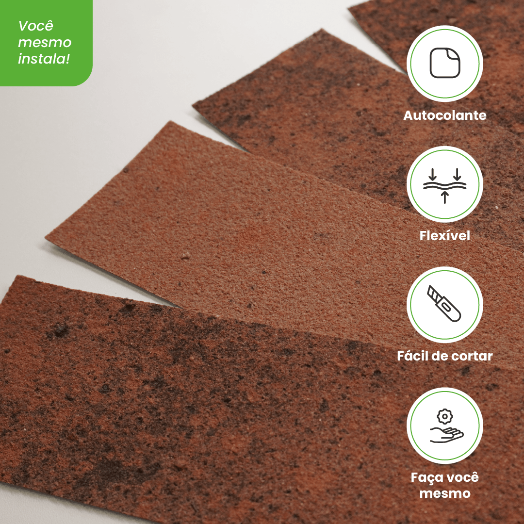 Revestimento Pedra Flexível Autocolante | Linha Petra - Meu Rodapé