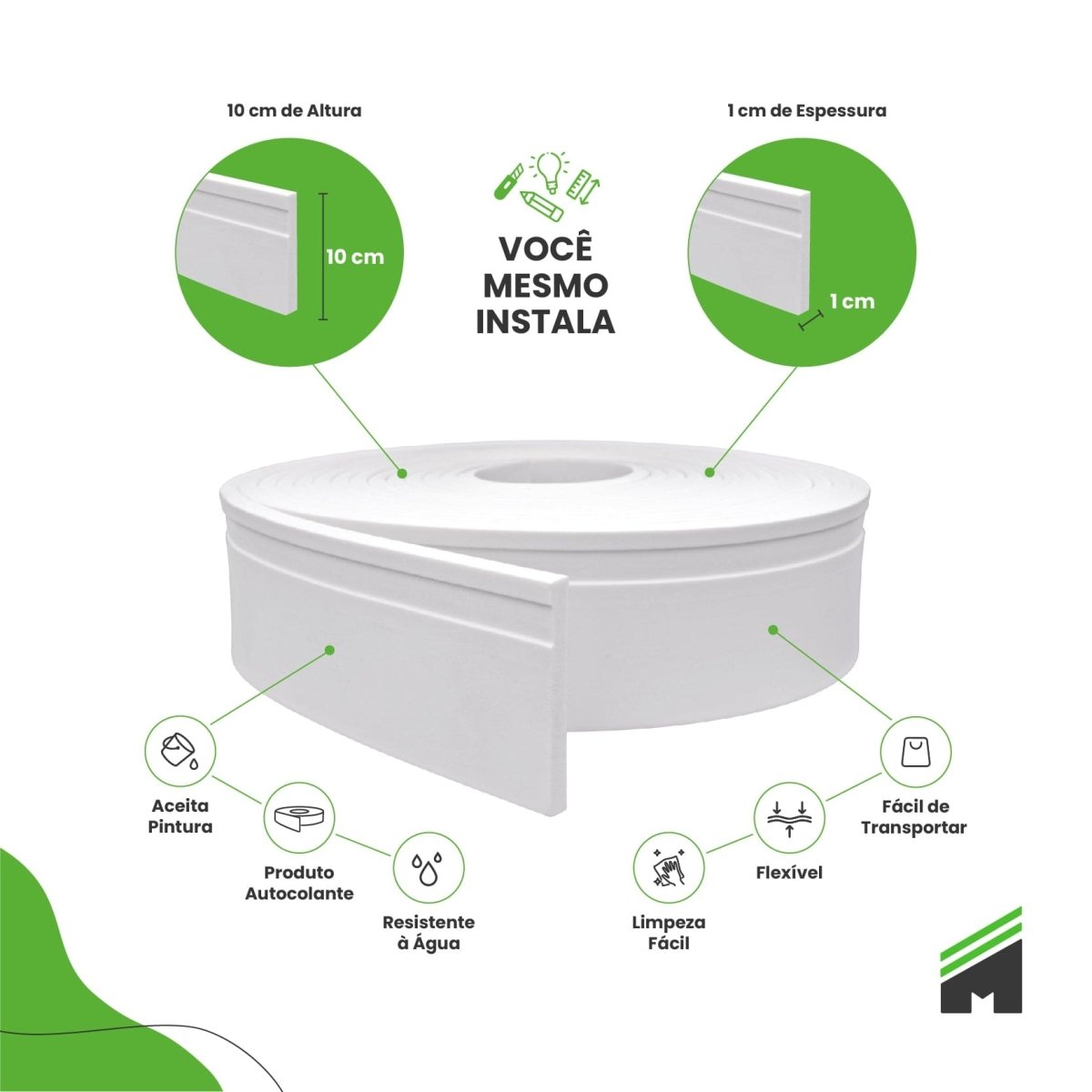 Rodapé de EVA Autocolante | RP16 - Meu Rodapé