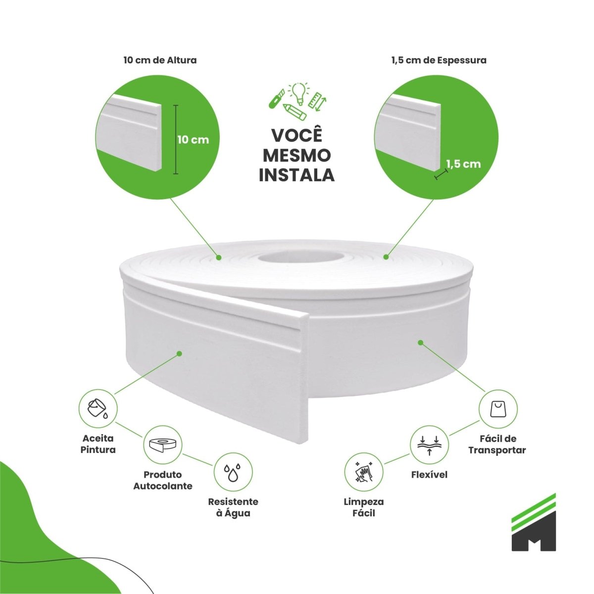 Rodapé de EVA Autocolante | RP16 - Meu Rodapé