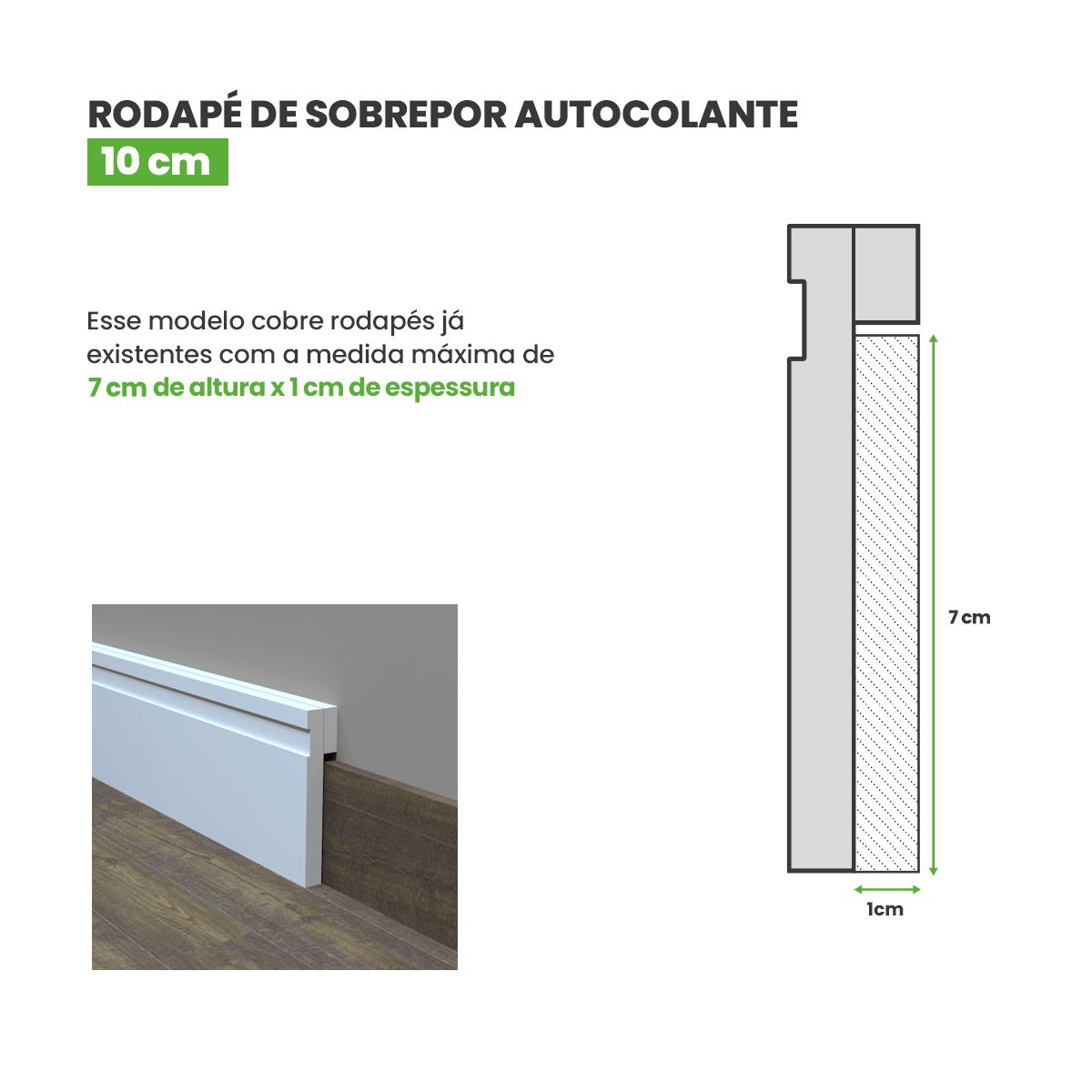 Rodapé de EVA Sobrepor Autocolante | RP16 - Meu Rodapé