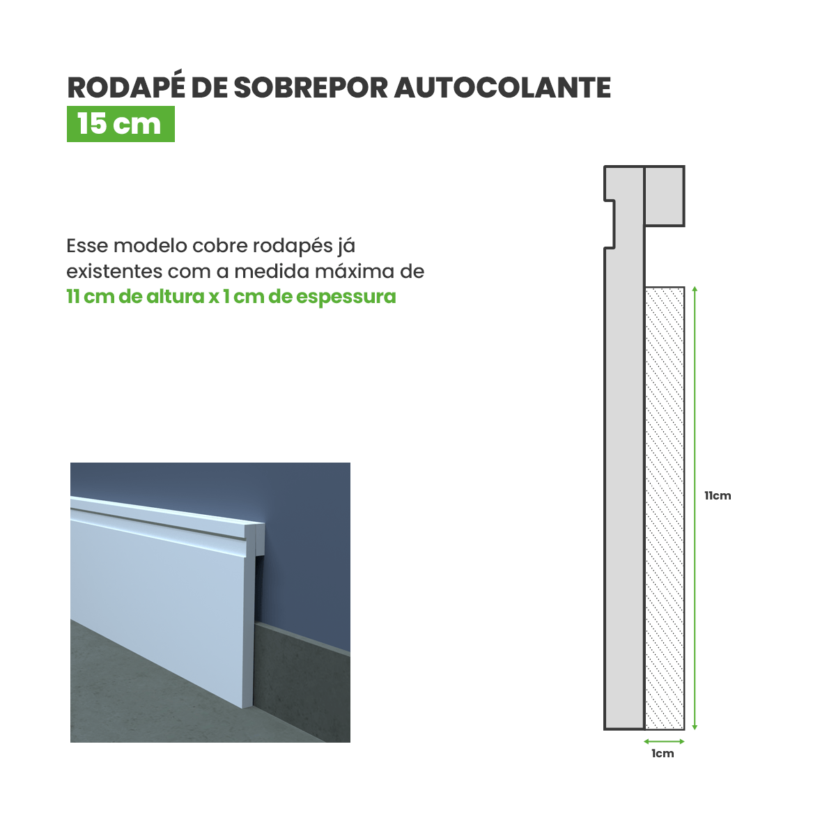 Rodapé de EVA Sobrepor Autocolante | RP16 - Meu Rodapé