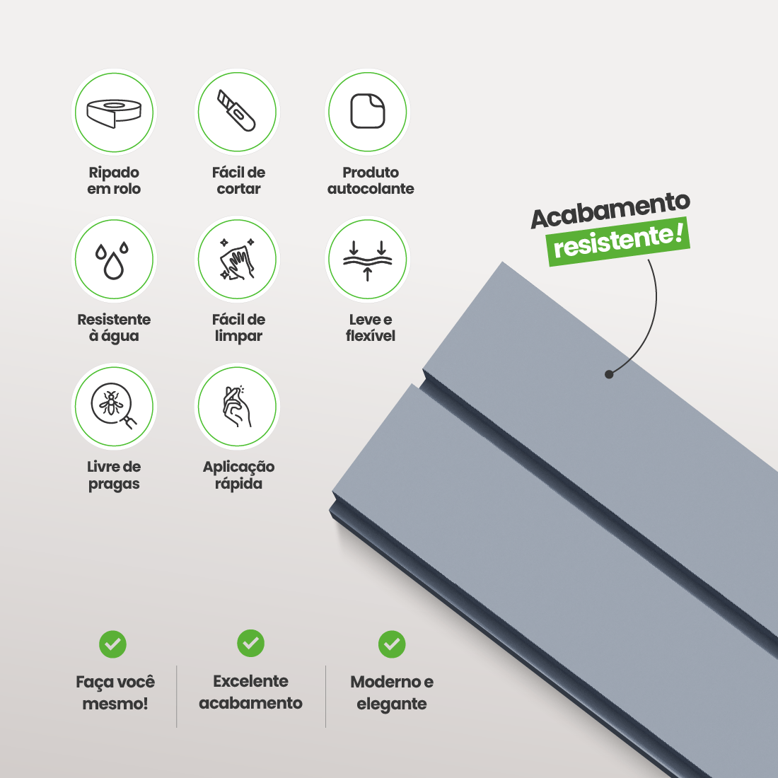 Painel Ripado Laminado de EVA Autocolante | Linha Play+