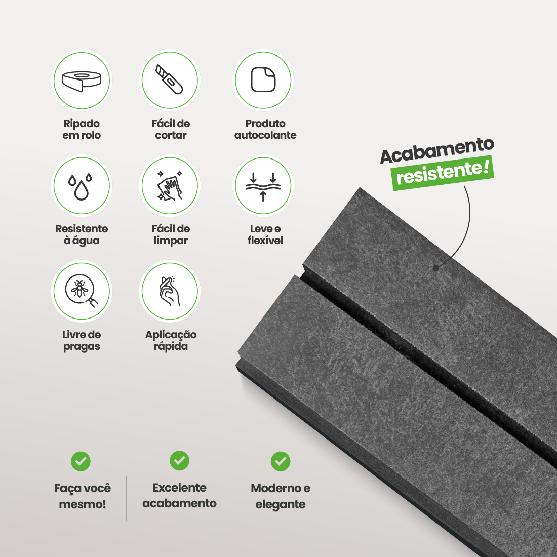 Painel Ripado Laminado de EVA Autocolante | Linha Urban+