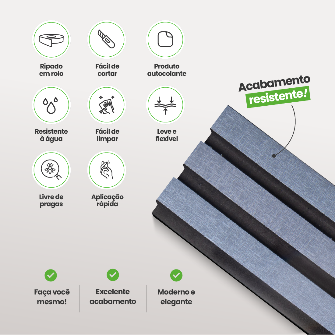 Painel Ripado Laminado de EVA Autocolante | Linha Urban