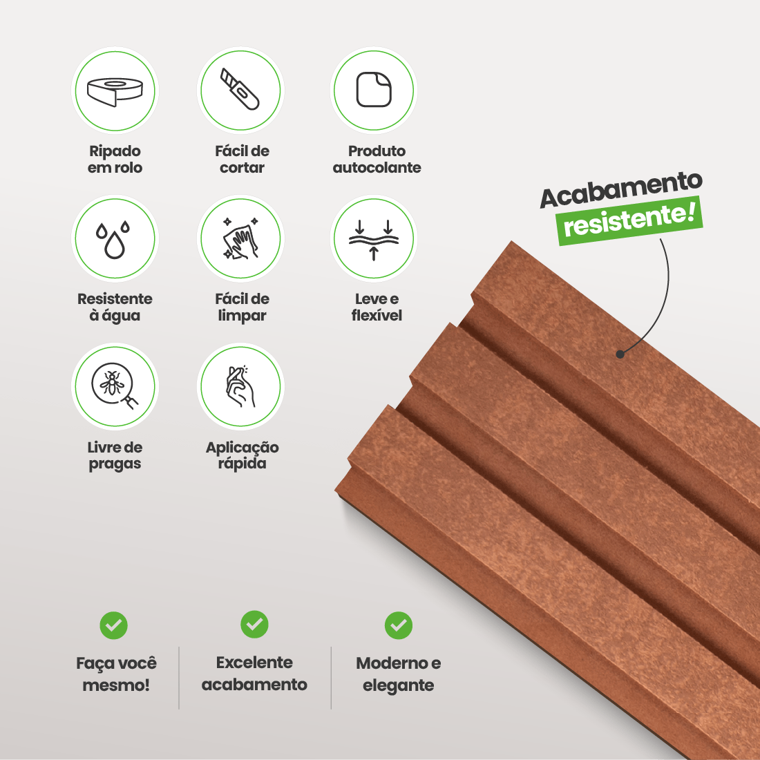 Painel Ripado Laminado de EVA Autocolante | Linha Urban