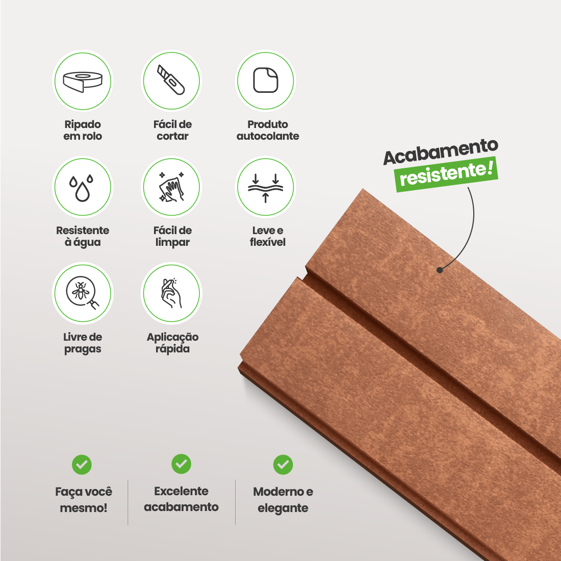 Painel Ripado Laminado de EVA Autocolante | Linha Urban+