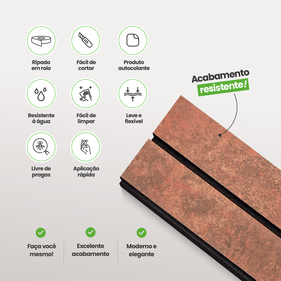 Painel Ripado Laminado de EVA Autocolante | Linha Urban+