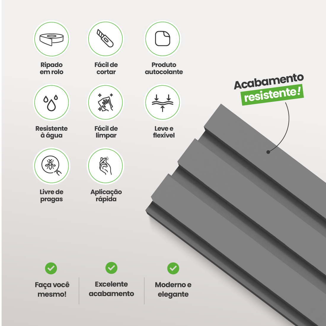 Painel Ripado Laminado Meia Parede | Linha Play