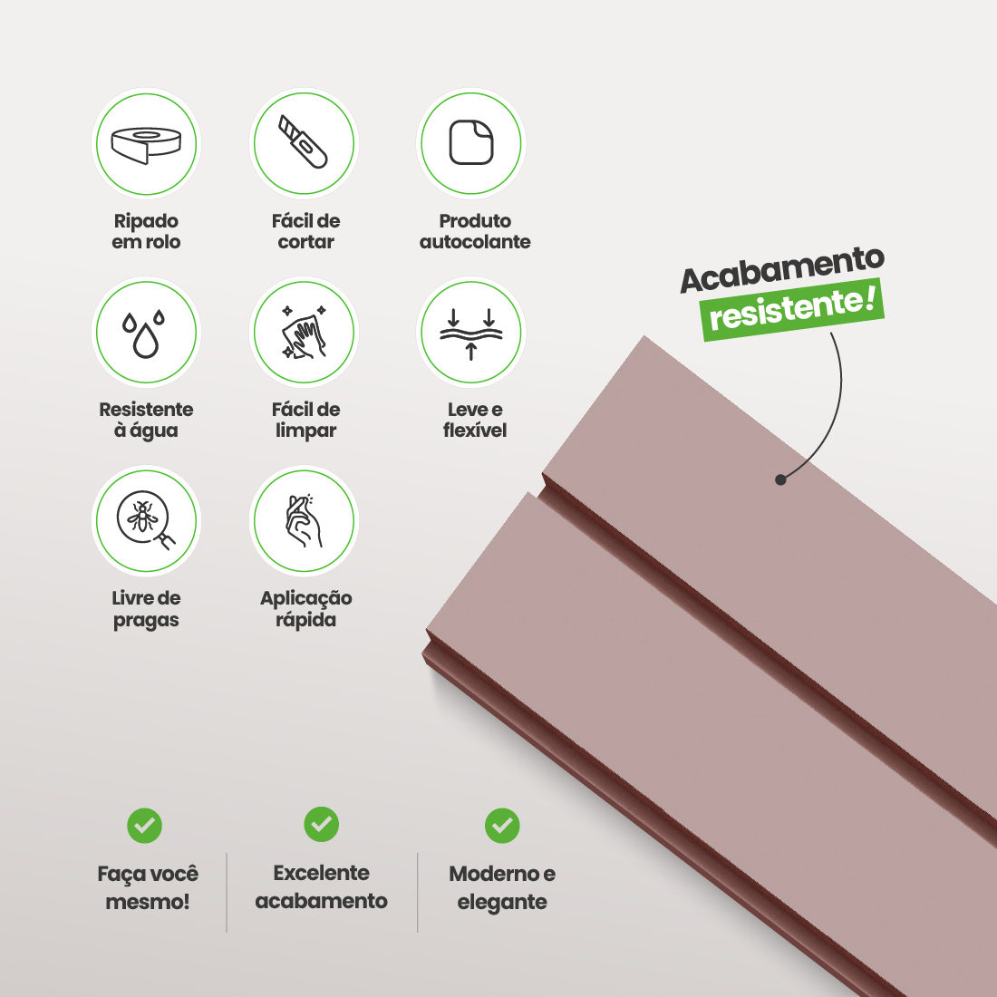 Painel Ripado Laminado de EVA Autocolante | Linha Play+