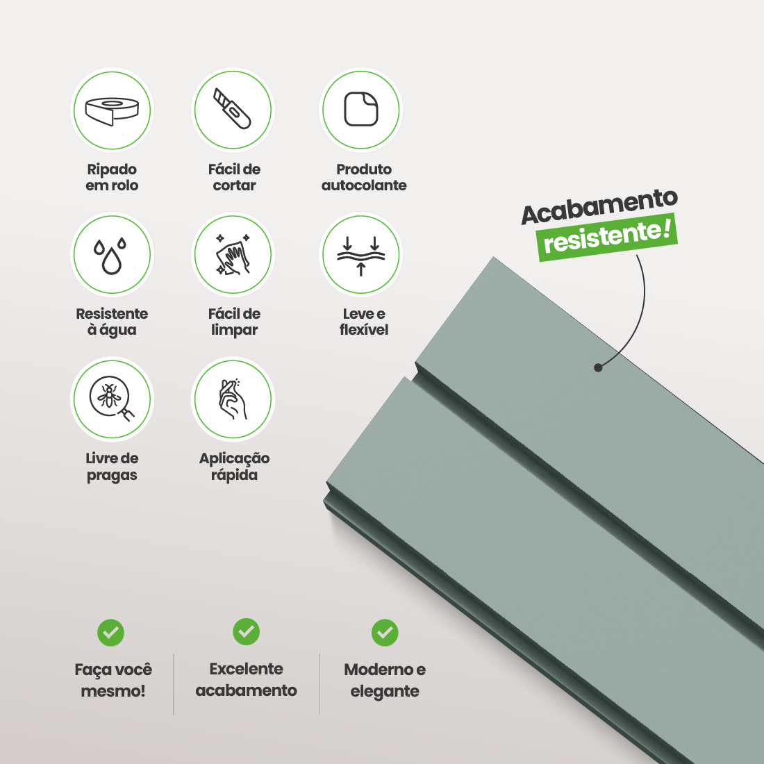 Painel Ripado Laminado de EVA Autocolante | Linha Play+