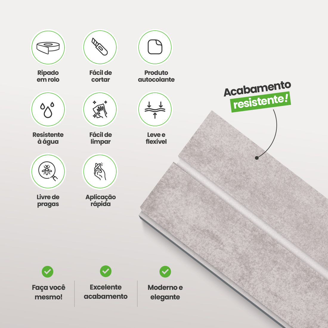 Painel Ripado Laminado de EVA Autocolante | Linha Urban+