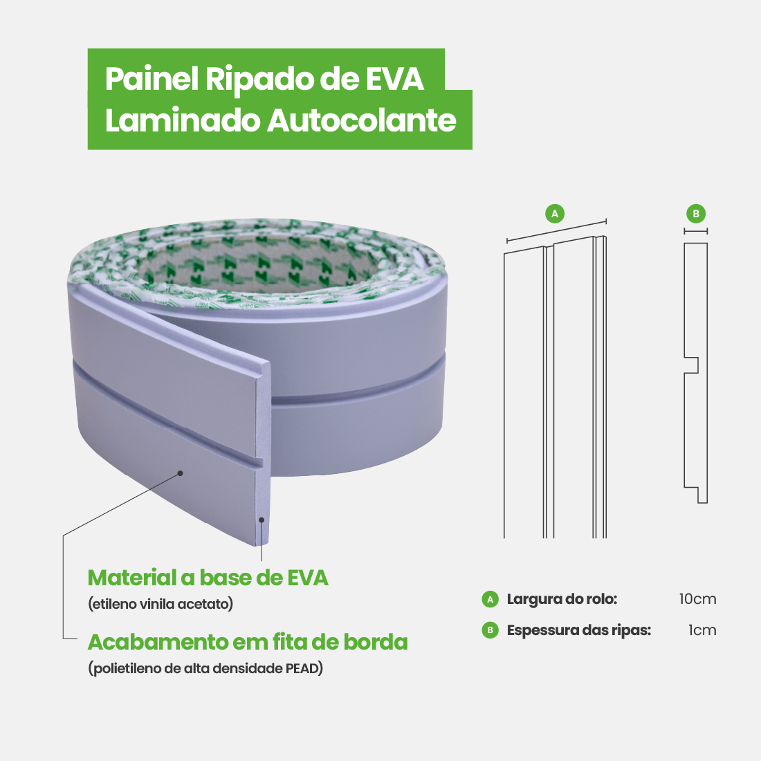 Painel Ripado Laminado de EVA Autocolante | Linha Play+