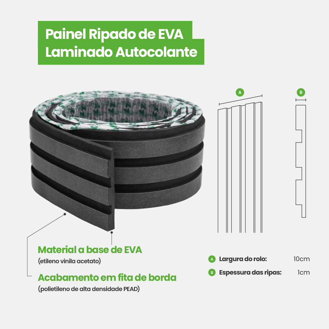 Painel Ripado Laminado de EVA Autocolante | Linha Urban