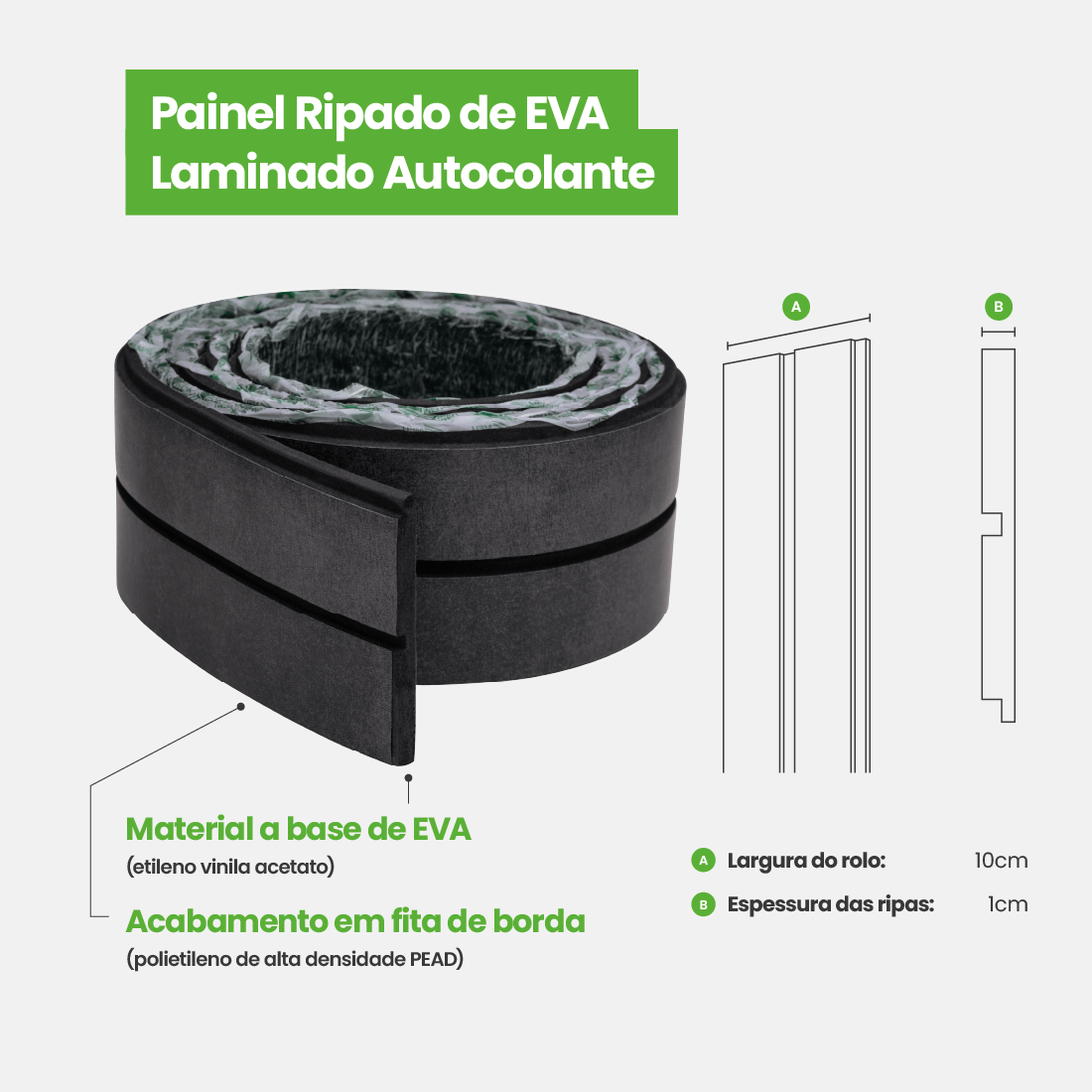 Painel Ripado Laminado de EVA Autocolante | Linha Urban+