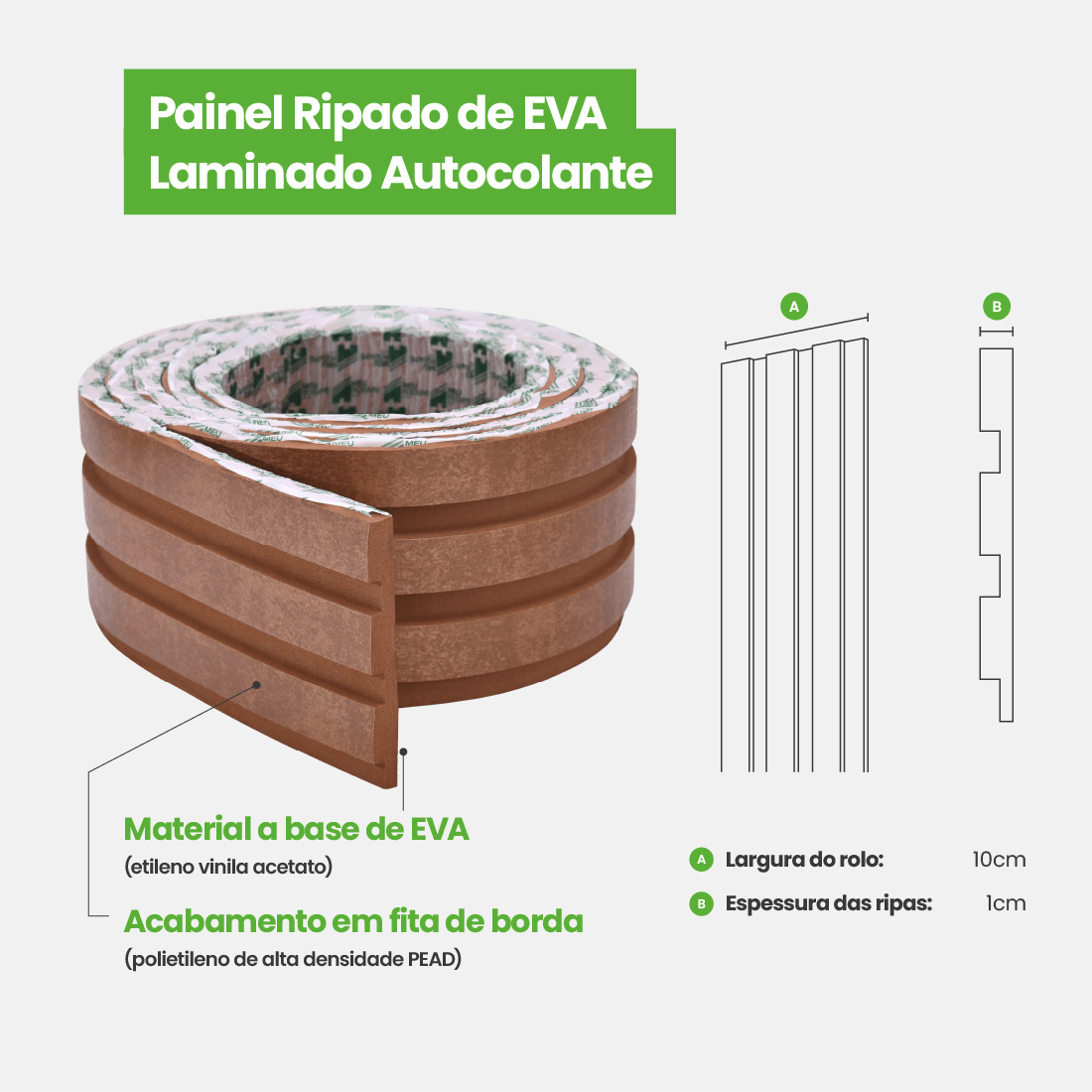 Painel Ripado Laminado de EVA Autocolante | Linha Urban