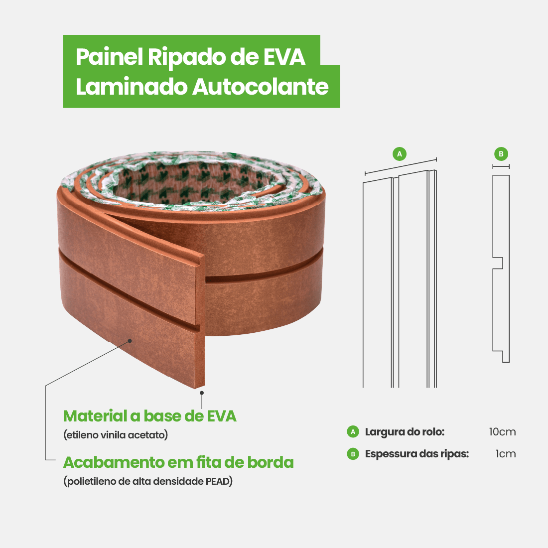 Painel Ripado Laminado de EVA Autocolante | Linha Urban+