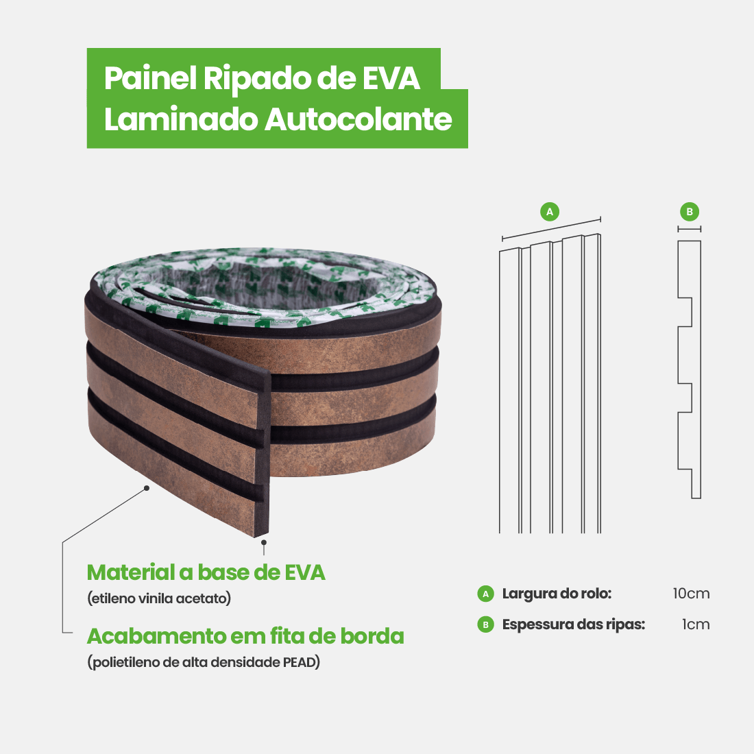 Painel Ripado Laminado de EVA Autocolante | Linha Urban