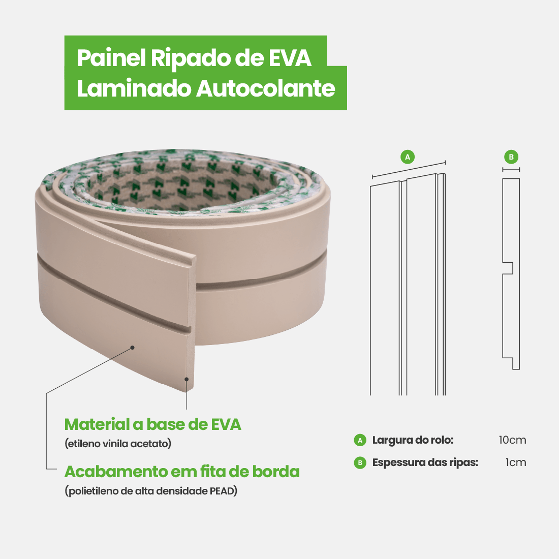 Painel Ripado Laminado de EVA Autocolante | Linha Play+