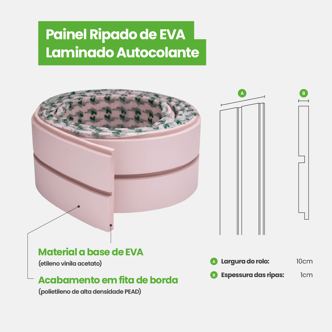 Painel Ripado Laminado de EVA Autocolante | Linha Play+