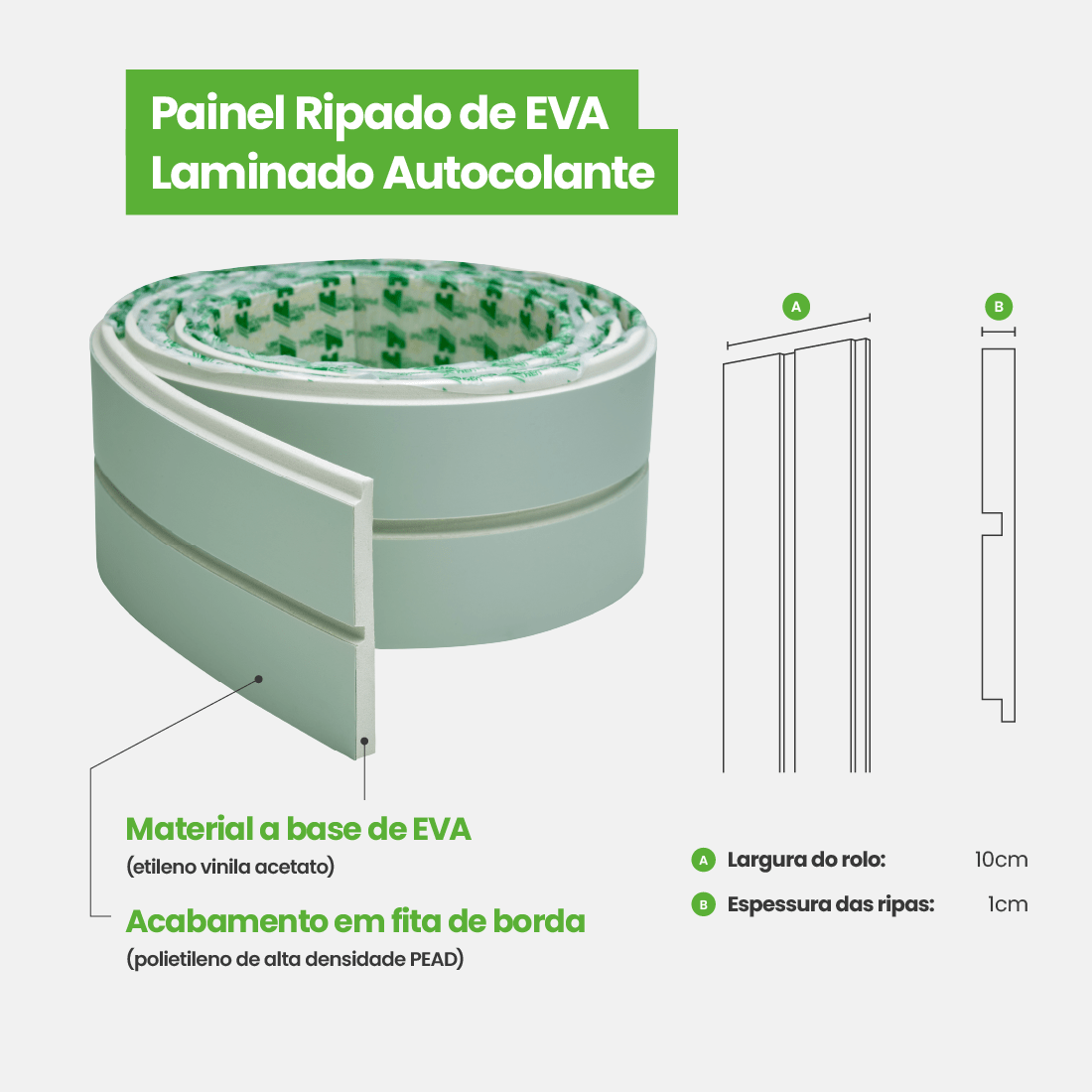 Painel Ripado Laminado de EVA Autocolante | Linha Play+