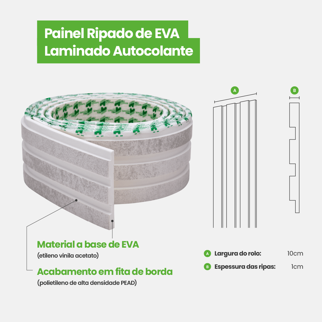 Painel Ripado Laminado de EVA Autocolante | Linha Urban