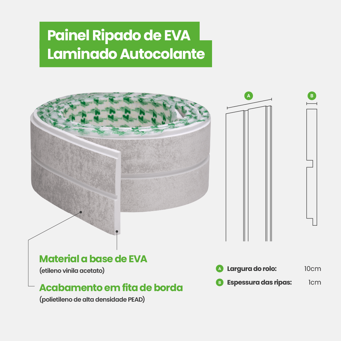 Painel Ripado Laminado de EVA Autocolante | Linha Urban+