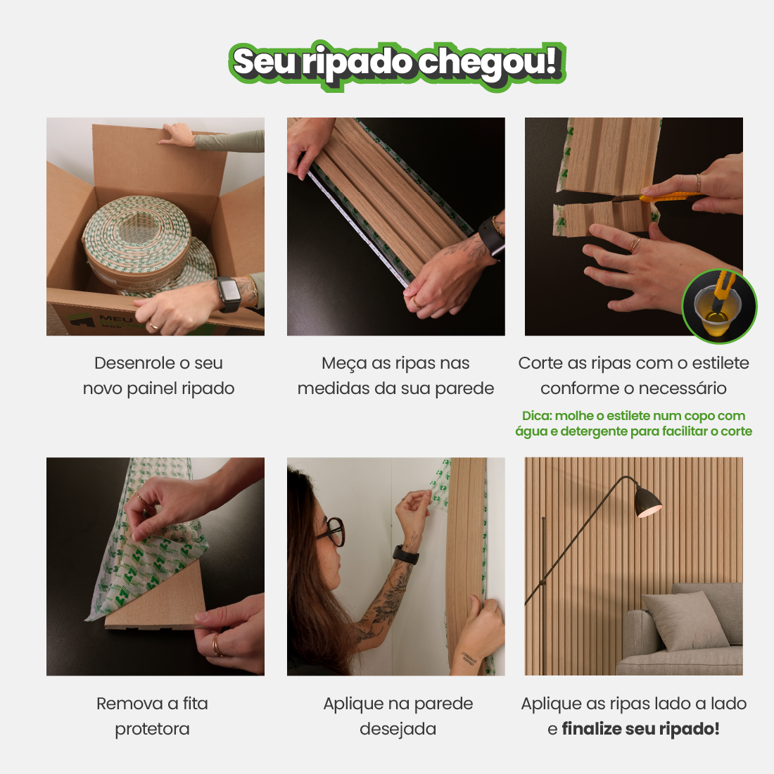 Painel Ripado Laminado Meia Parede | Linha Play +