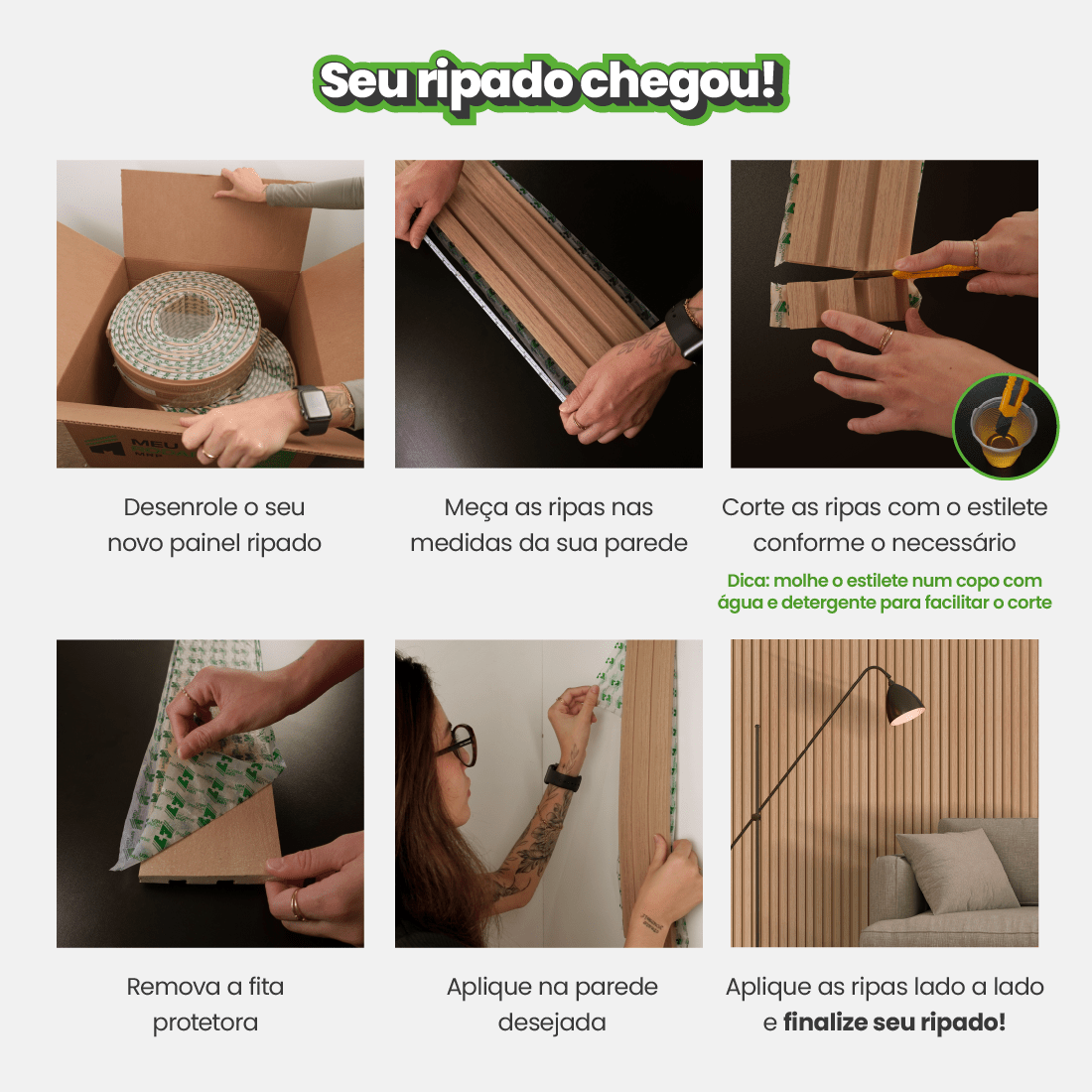 Painel Ripado Laminado de EVA Autocolante | Linha Urban+