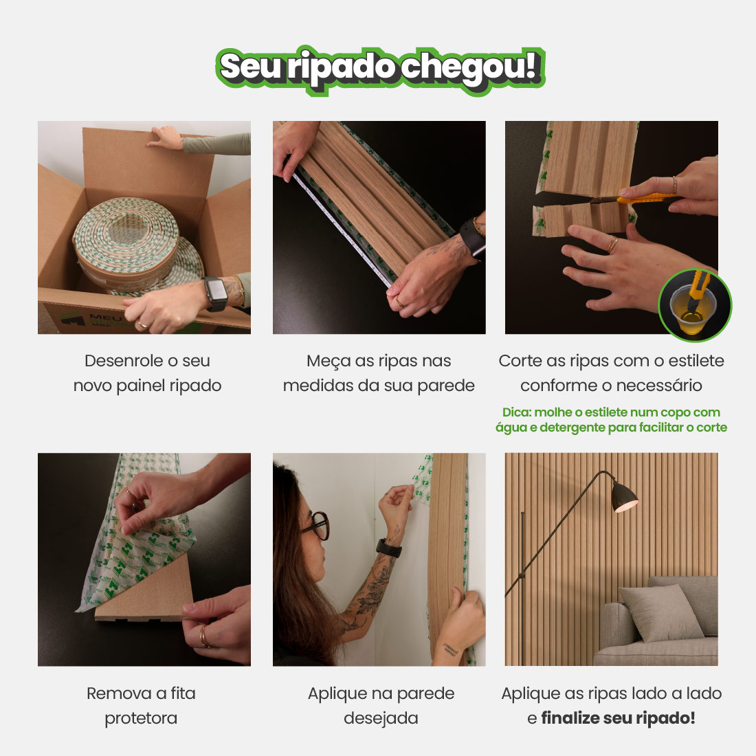 Painel Ripado Laminado Meia Parede | Linha Play +