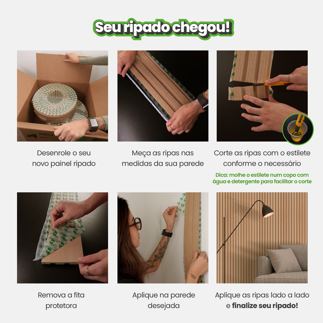 Painel Ripado Laminado Meia Parede | Linha Play