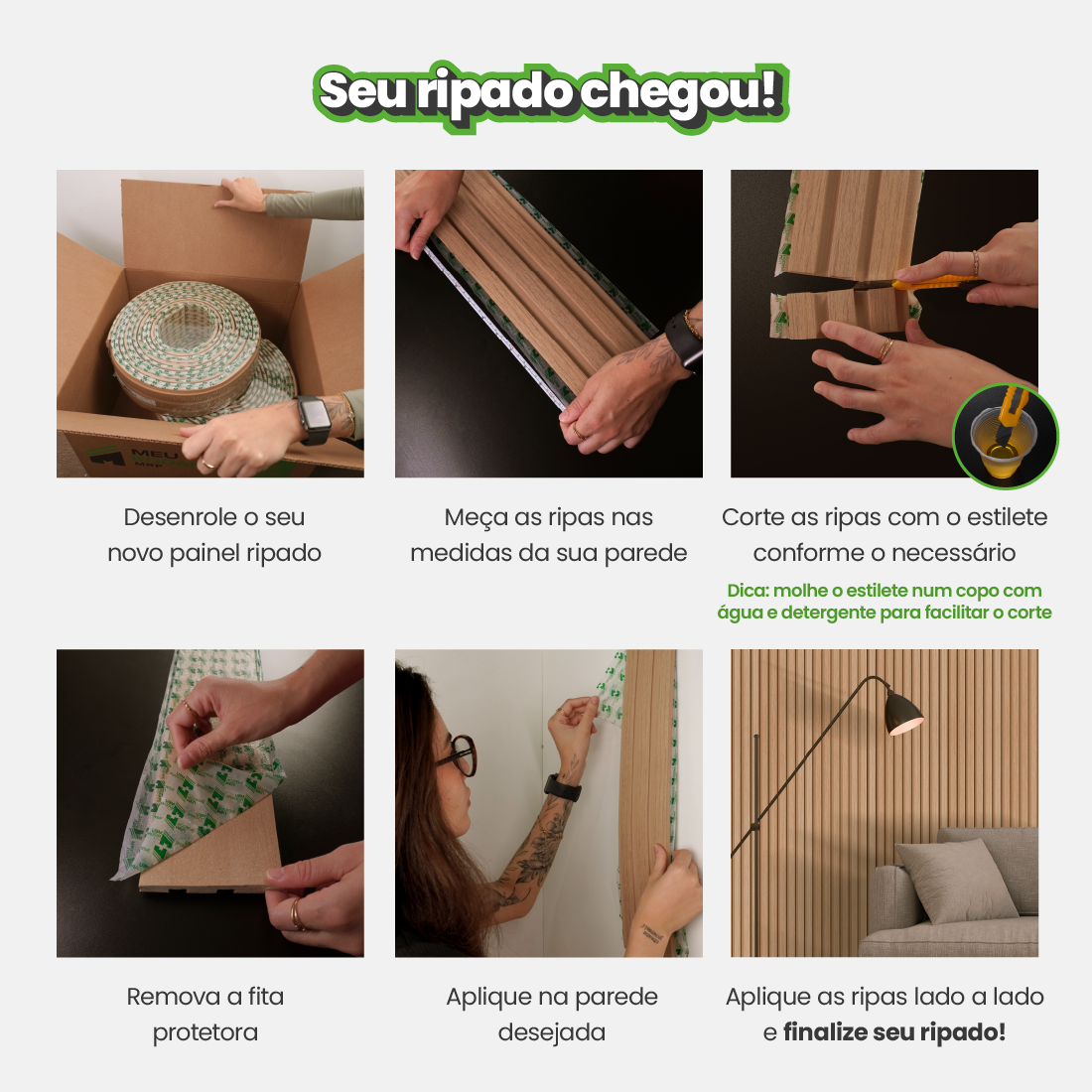 Painel Ripado Laminado Meia Parede | Linha Play +