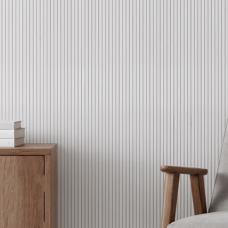 Painel Ripado Autocolante de EVA Branco | Linha SLIM