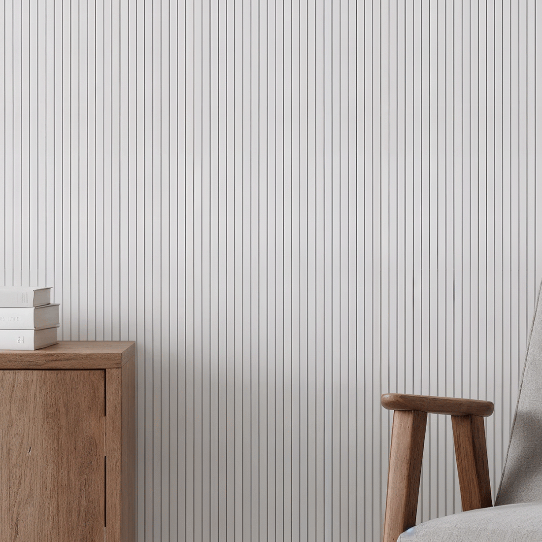 Painel Ripado Autocolante de EVA Branco | Linha SLIM